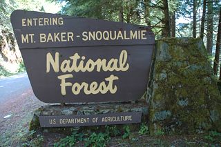 Entering Mt. Baker-Snoqualmie National Forest sign