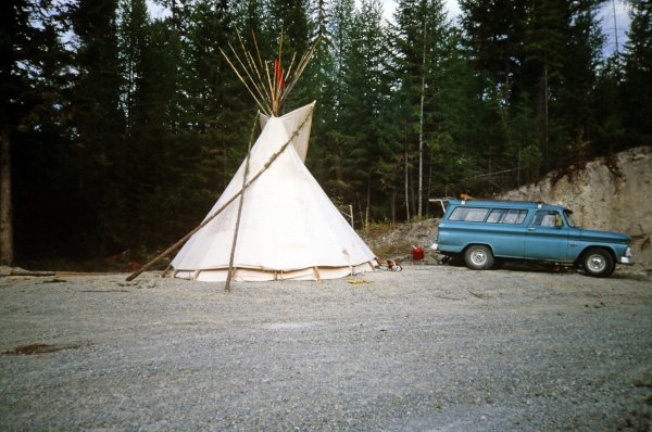 Home-made teepee and Phil's truck: Thea